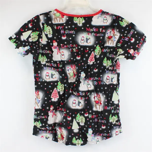 UA Scrubs Christmas Print Cotton Scrub Top Women's Small