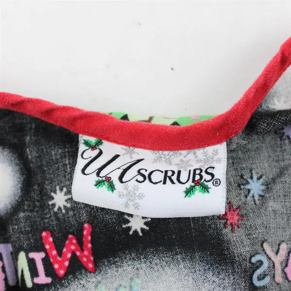 UA Scrubs Christmas Print Cotton Scrub Top Women's Small