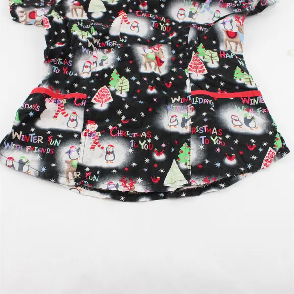 UA Scrubs Christmas Print Cotton Scrub Top Women's Small