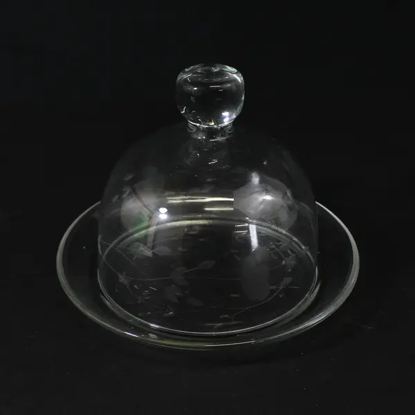 Princess House Heritage Round Crystal  Butter Dish With Dome Cover Original Box