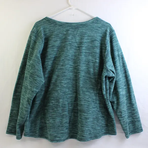 St. John's Bay Teal Long-Sleeved V-Neck Fleece Activewear Top Women's XXL