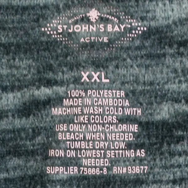 St. John's Bay Teal Long-Sleeved V-Neck Fleece Activewear Top Women's XXL