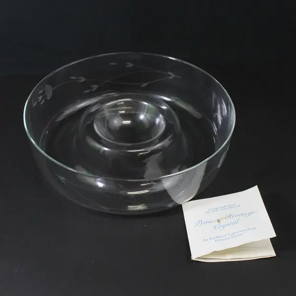 Vintage Princess House Heritage Hand Blown Chip And Dip Bowl with Box