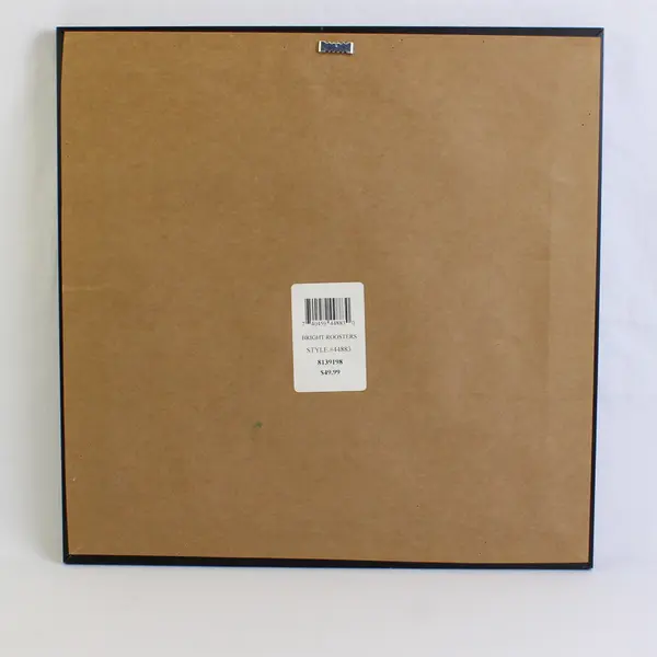 Bright Roosters Framed Artwork, Style #44883 Signed Dupre, 15"x15"