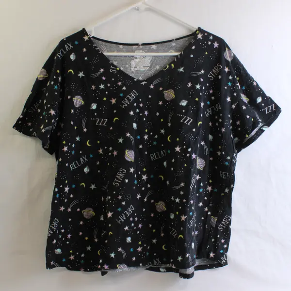 Secret Treasures Space Print Pajama Top Women's 2X 18W-20W