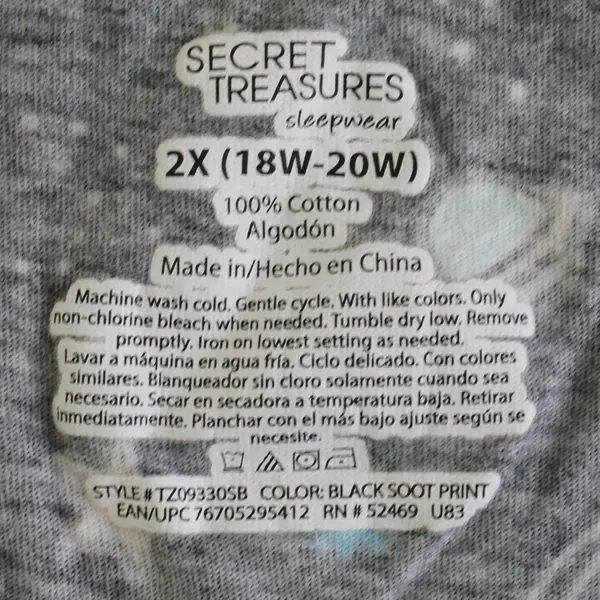 Secret Treasures Space Print Pajama Top Women's 2X 18W-20W