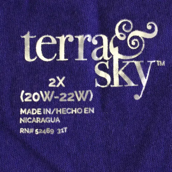 Terra & Sky Purple Long-Sleeved Top Women's Size 2X 20W-22W