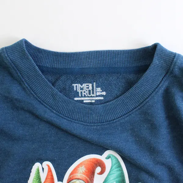 Time And Tru Christmas Gnome Teal Blue Sweatshirt Women's XL 16-18