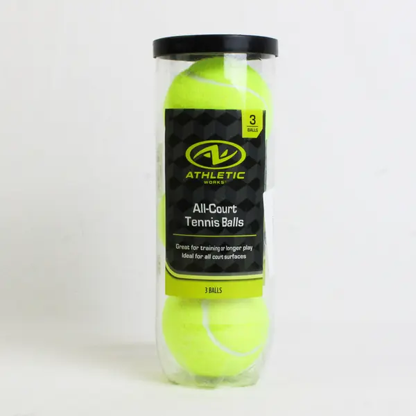 Athletic Works All-Court Tennis Balls, Can of 3 Pressurized , New 