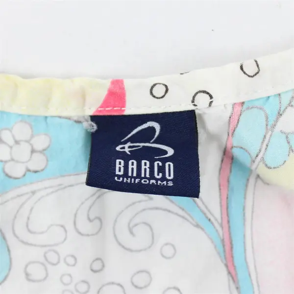 Barco Uniforms Multicolor Floral Print Scrub Top Women's Medium FLAWED