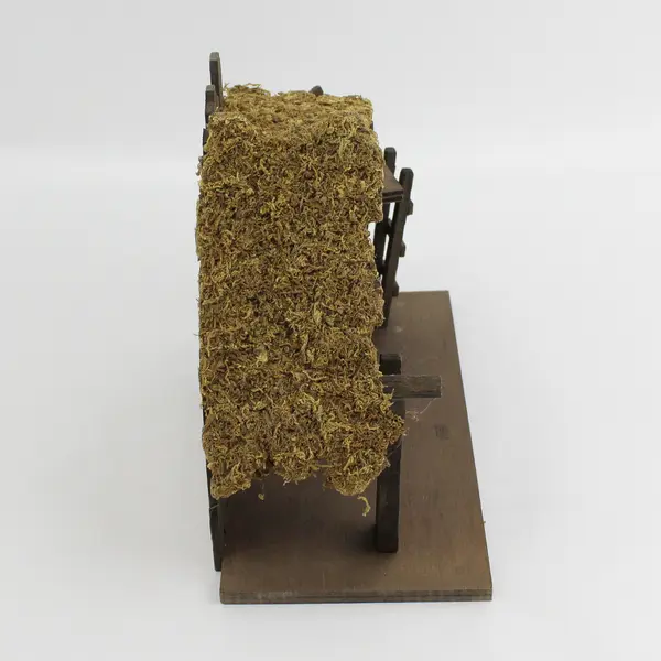 Wood Nativity Creche  10" Tall  Real Moss Roof 