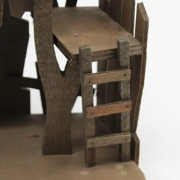 Wood Nativity Creche  10" Tall  Real Moss Roof 