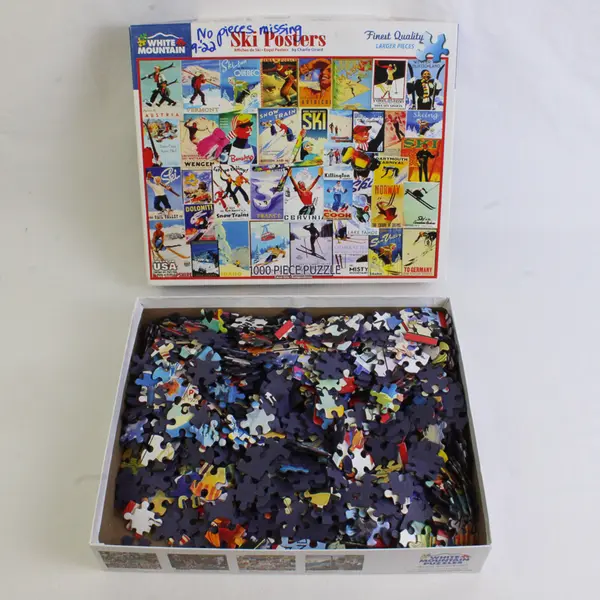 White Mountain Vintage Ski Posters 1000 Pc Jigsaw Puzzle, #932 Complete