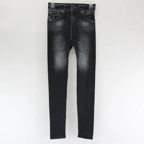 Faux Jeans Print Leggings Women's Size L-XL
