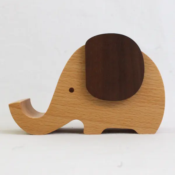 Charming Wooden Elephant Phone & Pen Holder/Desk Organizer, AhfuLife
