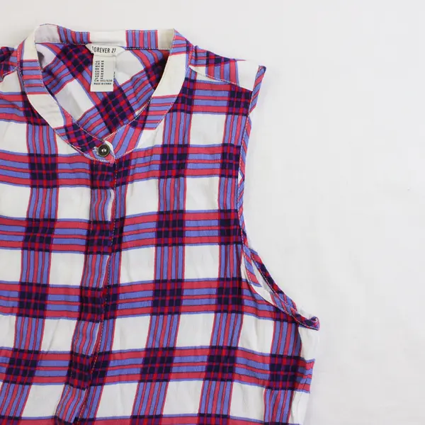 Forever 21 Red White and Blue Plaid Sleeveless Mini Dress Women's Medium