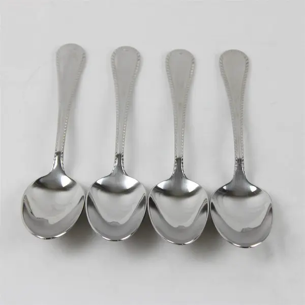 Set of 4 Mikasa Cameo Stainless Place/Oval Soup Spoons