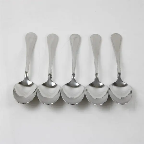 Set of 5 Mikasa Cameo Stainless Place/Oval Soup Spoons