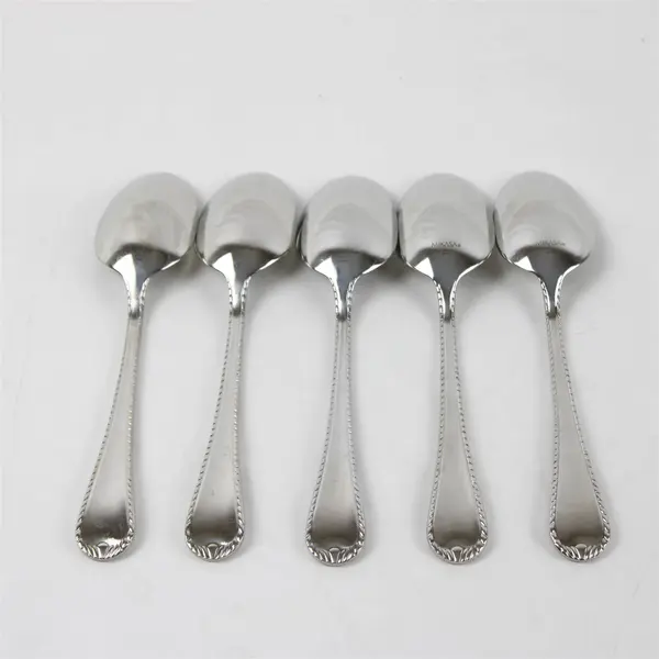 Set of 5 Mikasa Cameo Stainless Place/Oval Soup Spoons