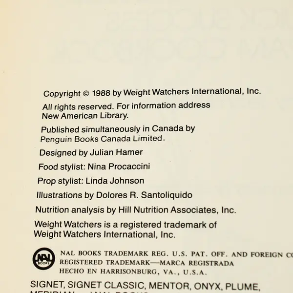 Weight Watchers Quick Success Program Cookbook Jean Nidetch 1989 1st Ed HC DJ