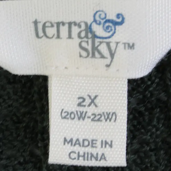 Terra & Sky Dark Green Half-Sleeve Sweater Women's 2X