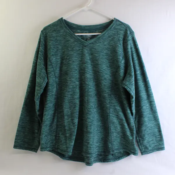 St. John's Bay Teal Long-Sleeved V-Neck Fleece Top Women's Size XXL