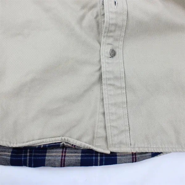 Eddie Bauer Beige Plaid Long Sleeve Elkhorn Shirt Jacket 100% Cotton Men's XXL