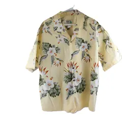 KY's Yellow Floral Aloha Hawaiian Short Sleeve Button Up Shirt Men's Size 3XL