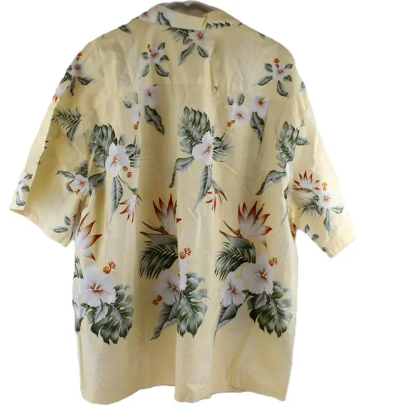 KY's Yellow Floral Aloha Hawaiian Short Sleeve Button Up Shirt Men's Size 3XL