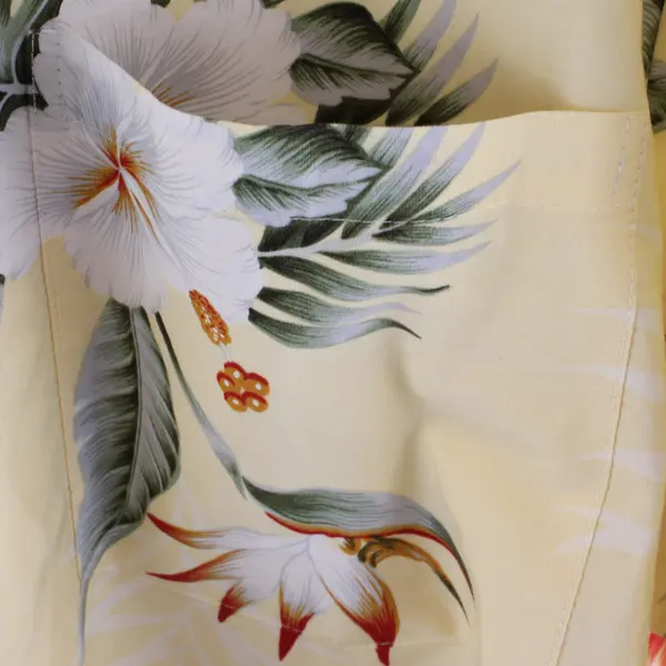 KY's Yellow Floral Aloha Hawaiian Short Sleeve Button Up Shirt Men's Size 3XL