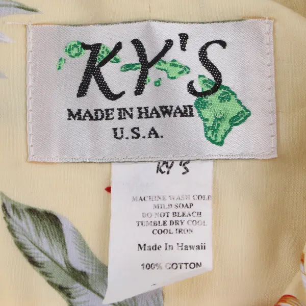 KY's Yellow Floral Aloha Hawaiian Short Sleeve Button Up Shirt Men's Size 3XL