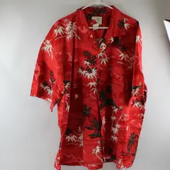 Ali's Fashions Hawaii Red Aloha Hawaiian Short Sleeve Button Up Shirt Men's 3XL