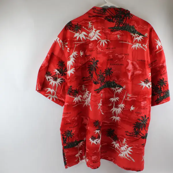 Ali's Fashions Hawaii Red Aloha Hawaiian Short Sleeve Button Up Shirt Men's 3XL