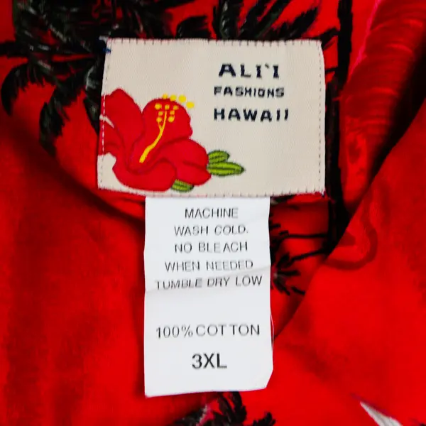 Ali's Fashions Hawaii Red Aloha Hawaiian Short Sleeve Button Up Shirt Men's 3XL