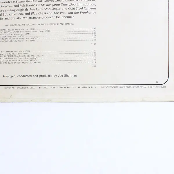 Washington Square, The Village Stompers, Vinyl Records LP