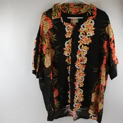 The Hawaiian Original Black/Pink Floral Aloha Hawaiian Button Up Shirt Men's 3XL