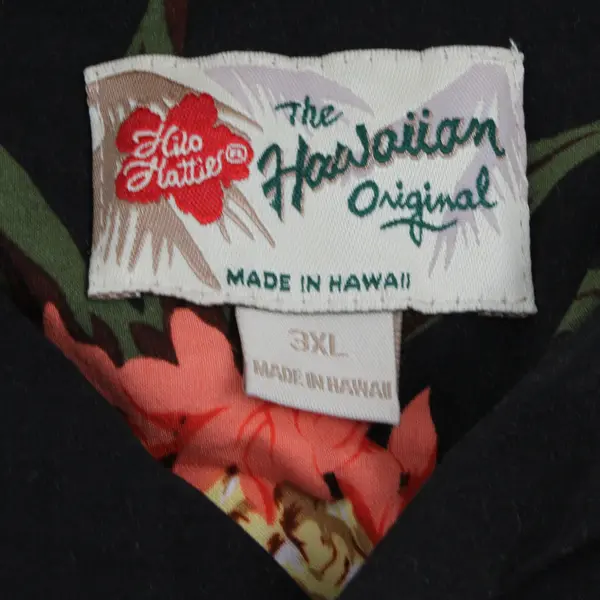 The Hawaiian Original Black/Pink Floral Aloha Hawaiian Button Up Shirt Men's 3XL