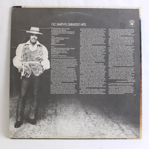  O.C. Smith's Greatest Hits 12"  Vinyl Record
