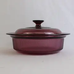 Vintage Corning Visions Cranberry 1.5 Qt Covered Casserole Dish with Pyrex Lid