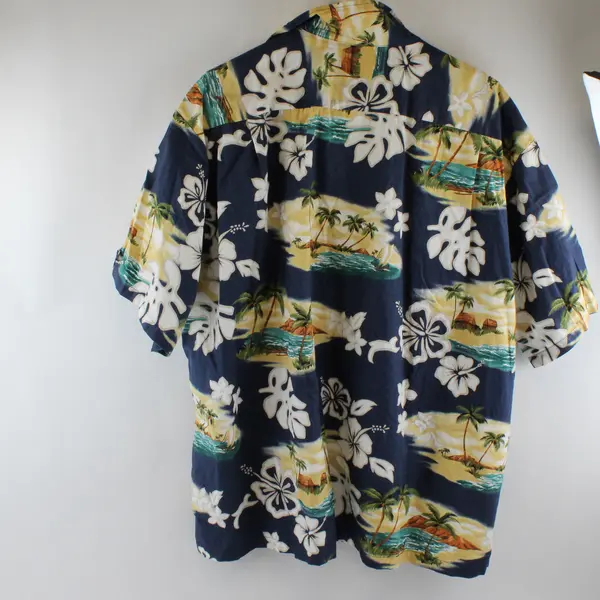 RJC Blue/Yellow Floral Aloha Hawaiian Short Sleeve Button Up Shirt Mens Size 3XL