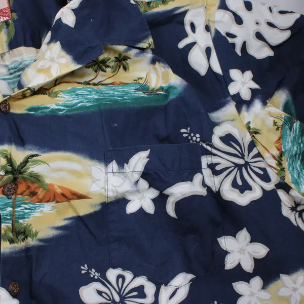 RJC Blue/Yellow Floral Aloha Hawaiian Short Sleeve Button Up Shirt Mens Size 3XL