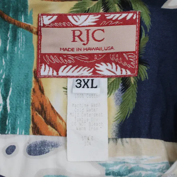 RJC Blue/Yellow Floral Aloha Hawaiian Short Sleeve Button Up Shirt Mens Size 3XL