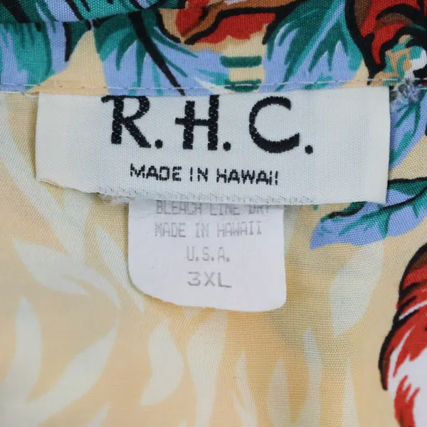  RHC Yellow Aloha Hawaiian Short Sleeve Button Up Shirt Men's Size 3XL