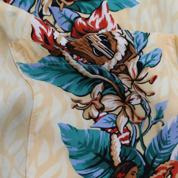  RHC Yellow Aloha Hawaiian Short Sleeve Button Up Shirt Men's Size 3XL