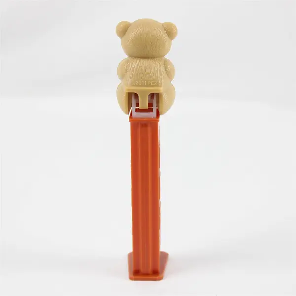 PEZ Teddy Bear Dispenser Brown with Red LOVE Heart Brown Base with Feet