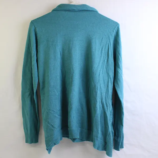 Briggs Studded Sparkly Teal Blue Faux Layered Knit Sweater Women's Small