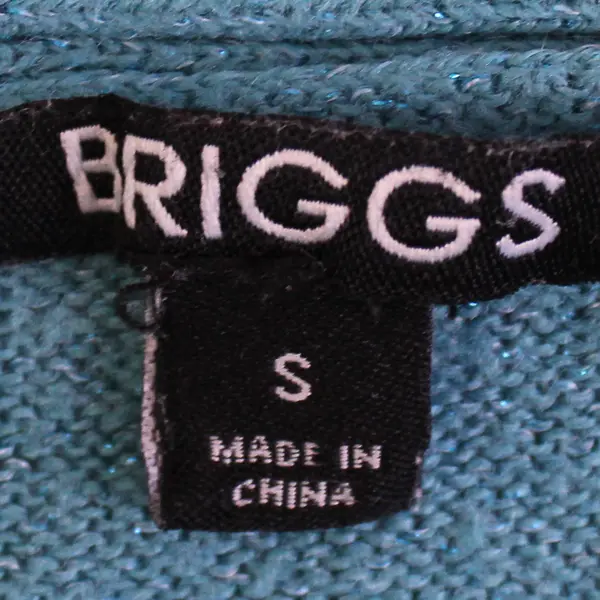 Briggs Studded Sparkly Teal Blue Faux Layered Knit Sweater Women's Small