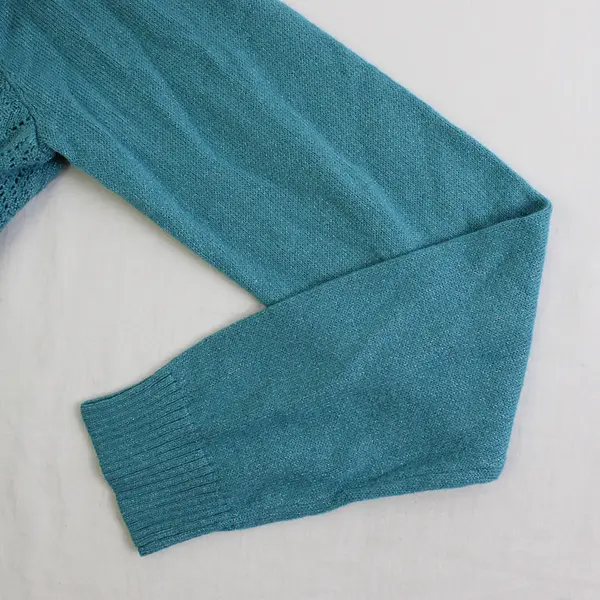 Briggs Studded Sparkly Teal Blue Faux Layered Knit Sweater Women's Small