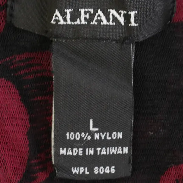 Alfani Black and Burgundy Floral 3/4-Sleeve Mesh Blouse Women's Size Large