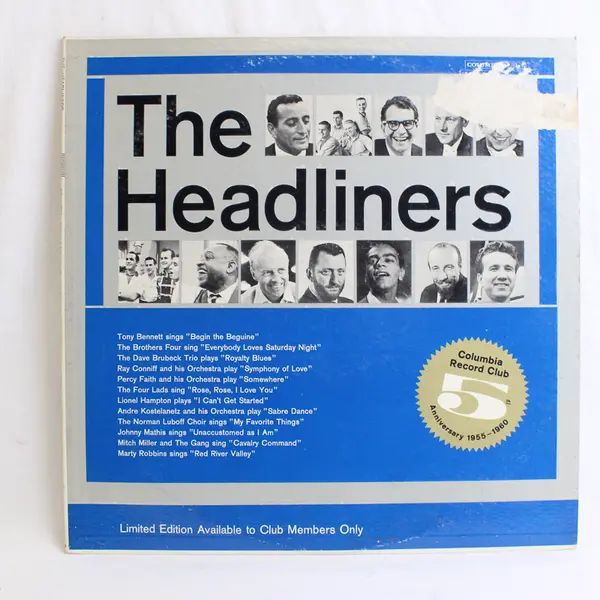 The Headliners Columbia Record Club 5th Anniversary Vinyl Record